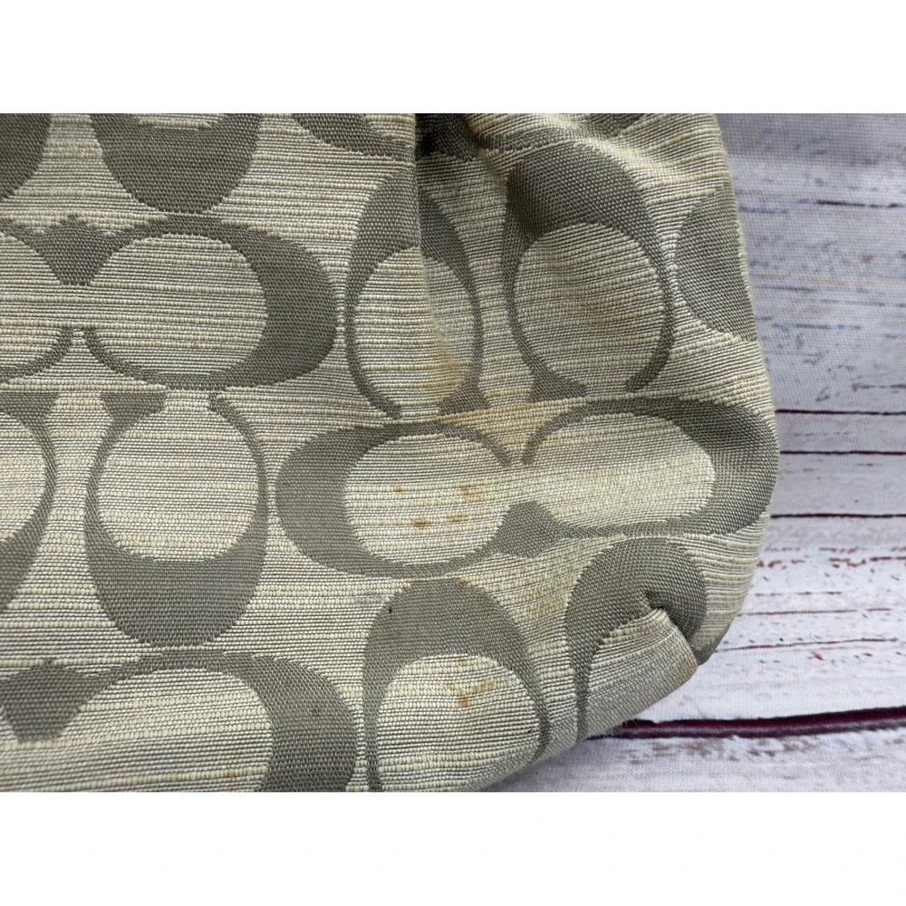 Coach Signature Jacquard Wristlet Grey Cream Small Clutch Bag Pink Lining
